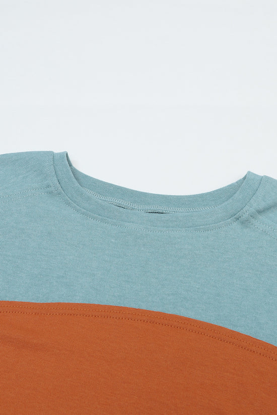 Green Colorblock Bishop Sleeve Top - Striped Casual Chic