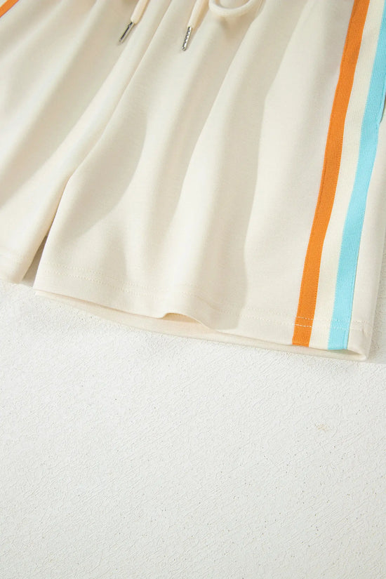 Striped half zip polo short set two piece women uk | fashionfitz