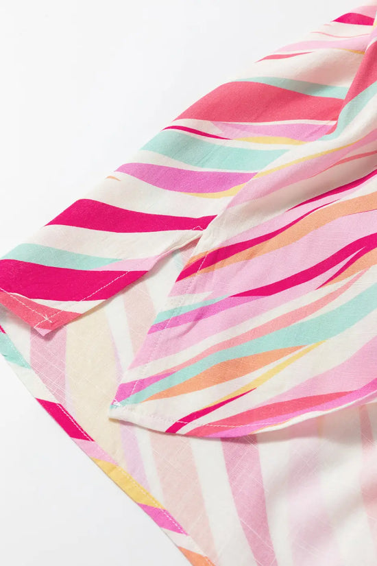 Abstract high low short sleeve blouse | fashionfitz