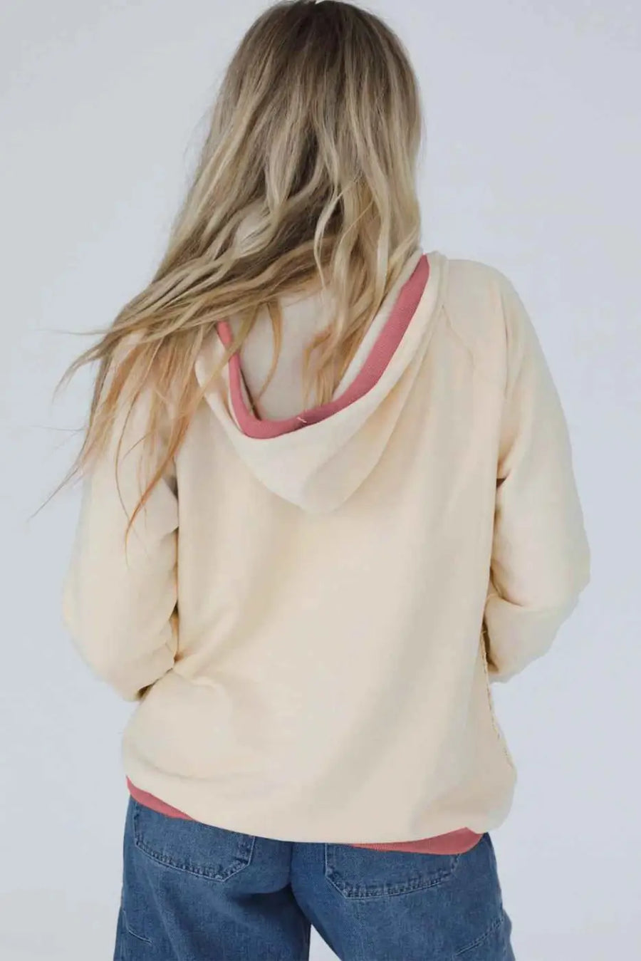 Women’s white contrast trim crochet knit hoodie | fadhionfitz
