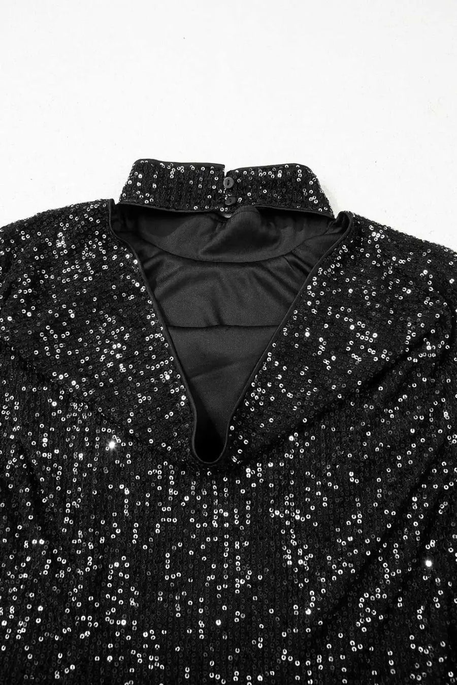 Open back sequin party top – bell sleeves blouses