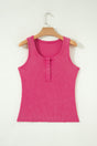 Vintage Distressed Ribbed Mineral Wash Button Neck Tank Top — front view | Fashionfitz UK