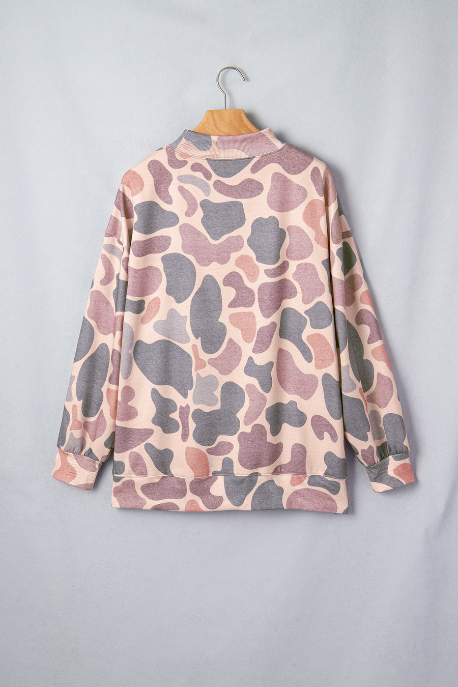 Camo Print Baggy Mock Neck Pullover Sweatshirt Women UK