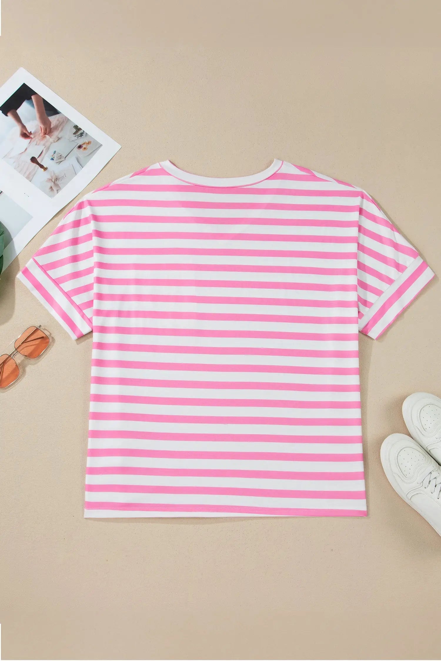Plus size stripe colourblock v-neck tee patched pocket short sleeve uk | fashionfitz