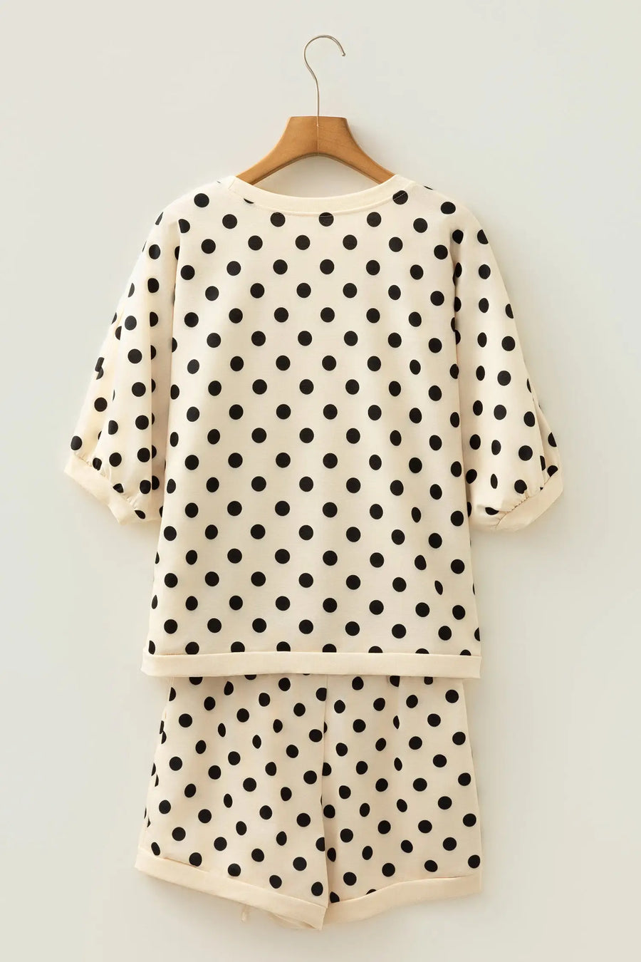 Polka Dot Oversized Top & Drawstring Shorts Set Women UK