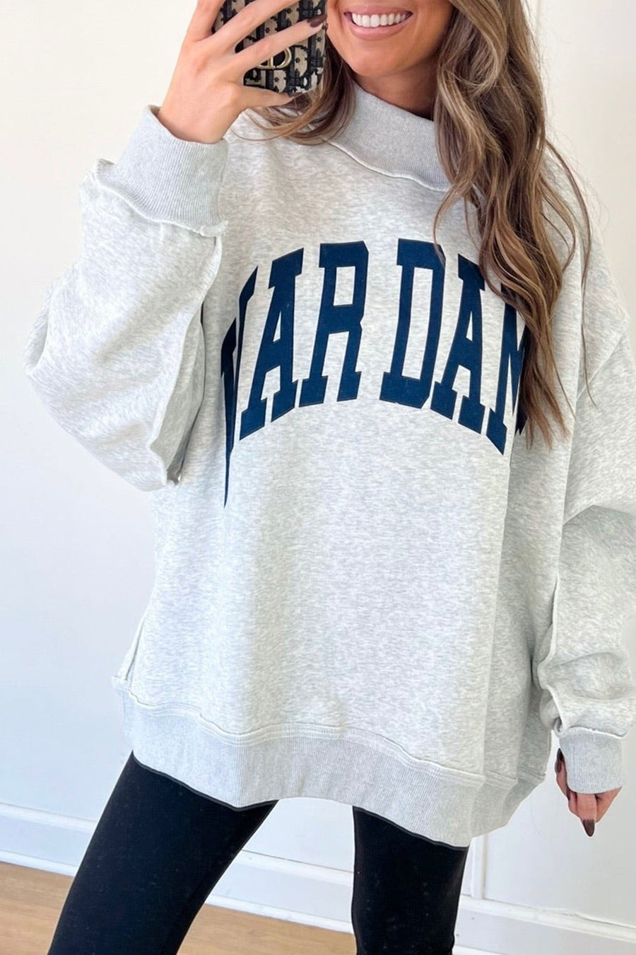 Graphic Double-Sided Print High Neck Baggy Sweatshirt Women UK