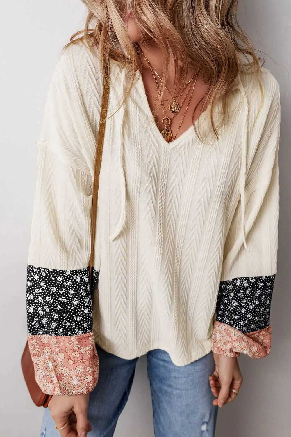 Patchwork petals knit blouse blouses