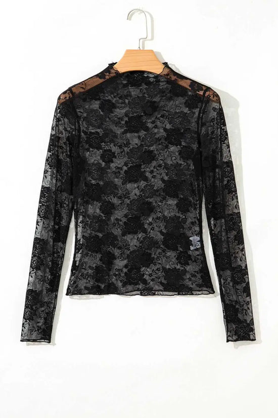 Sheer floral lace top - flirty style | lightweight slim fit
