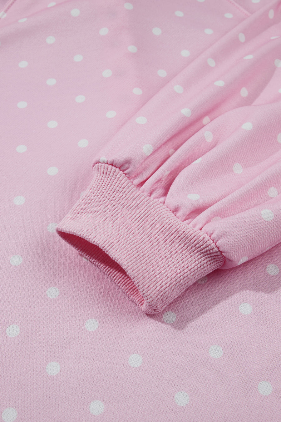 Pink Polka Dot Metal Button Collar Pullover Sweatshirt Women UK