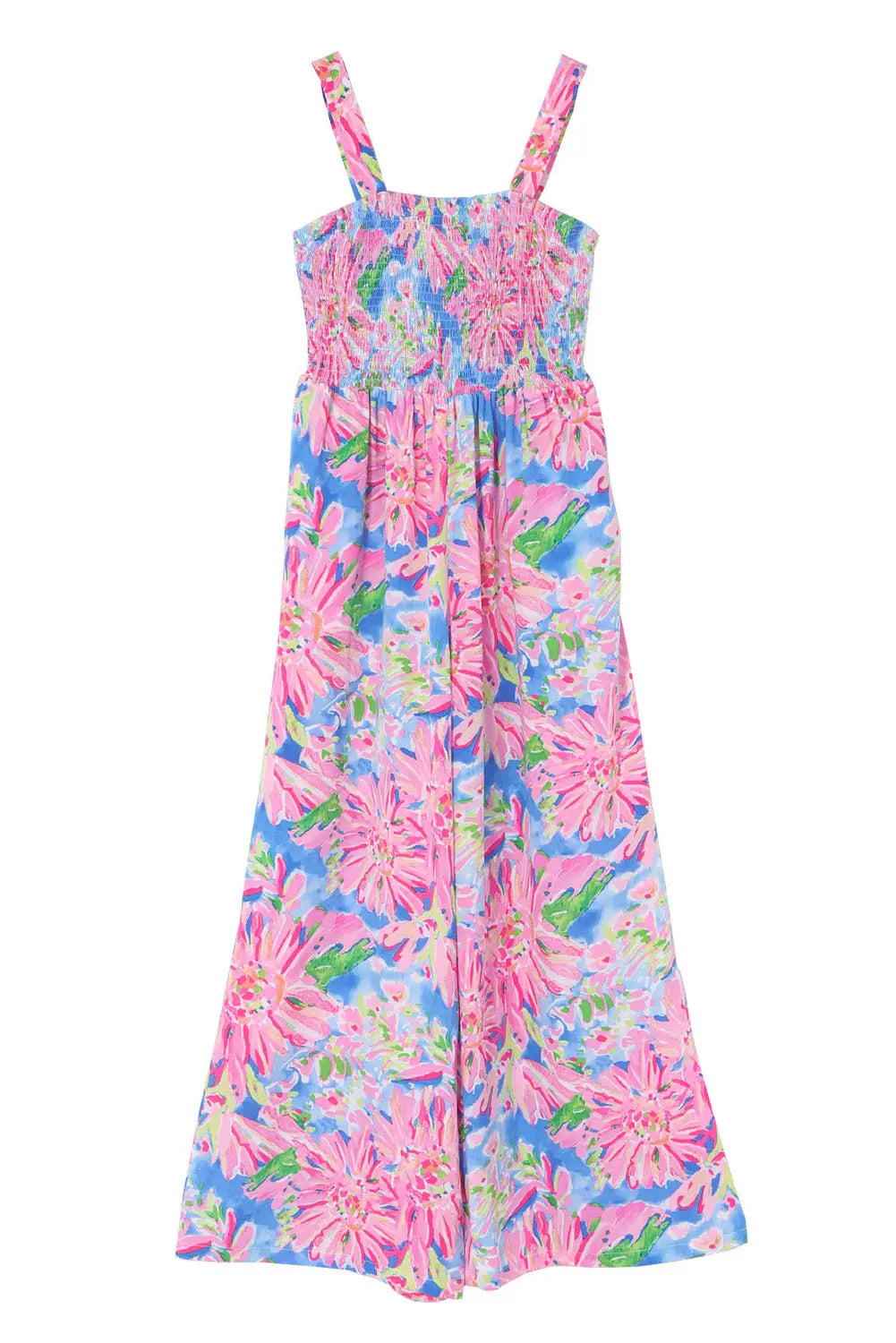 Smocked Wide Leg Jumpsuit - Fashionfitz