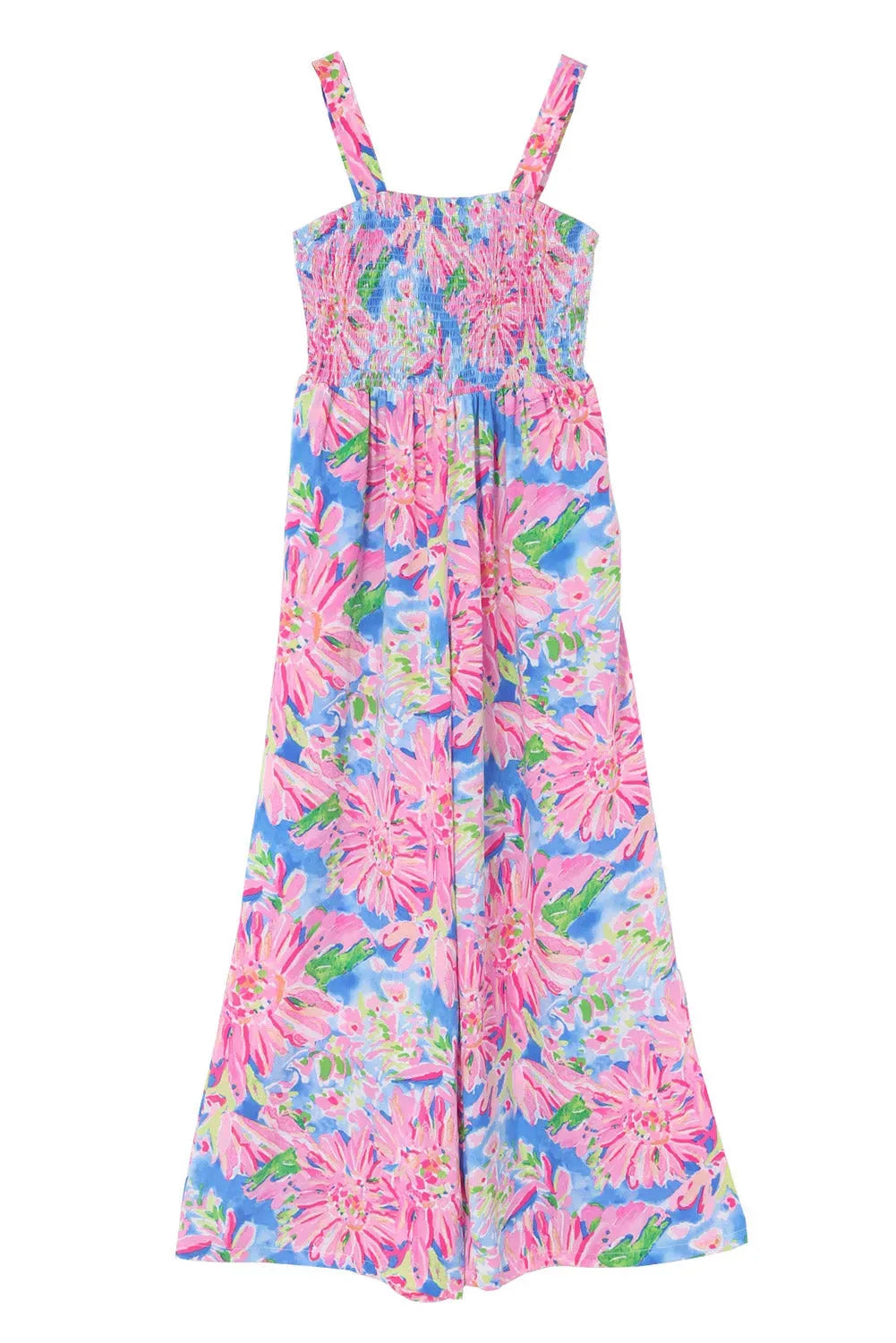 Smocked Wide Leg Jumpsuit - Fashionfitz