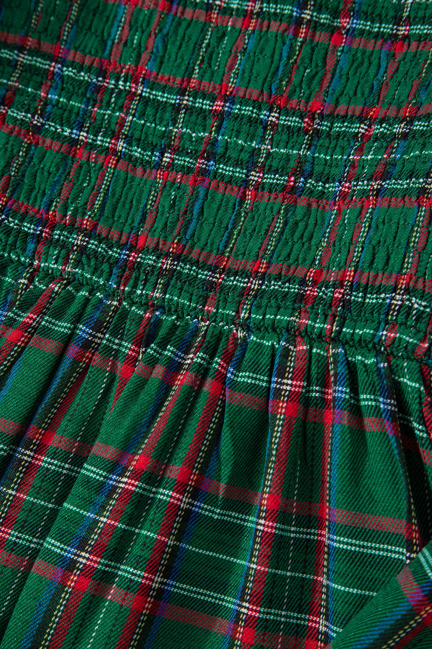 Red Green Tartan Plaid Flared Midi Dress