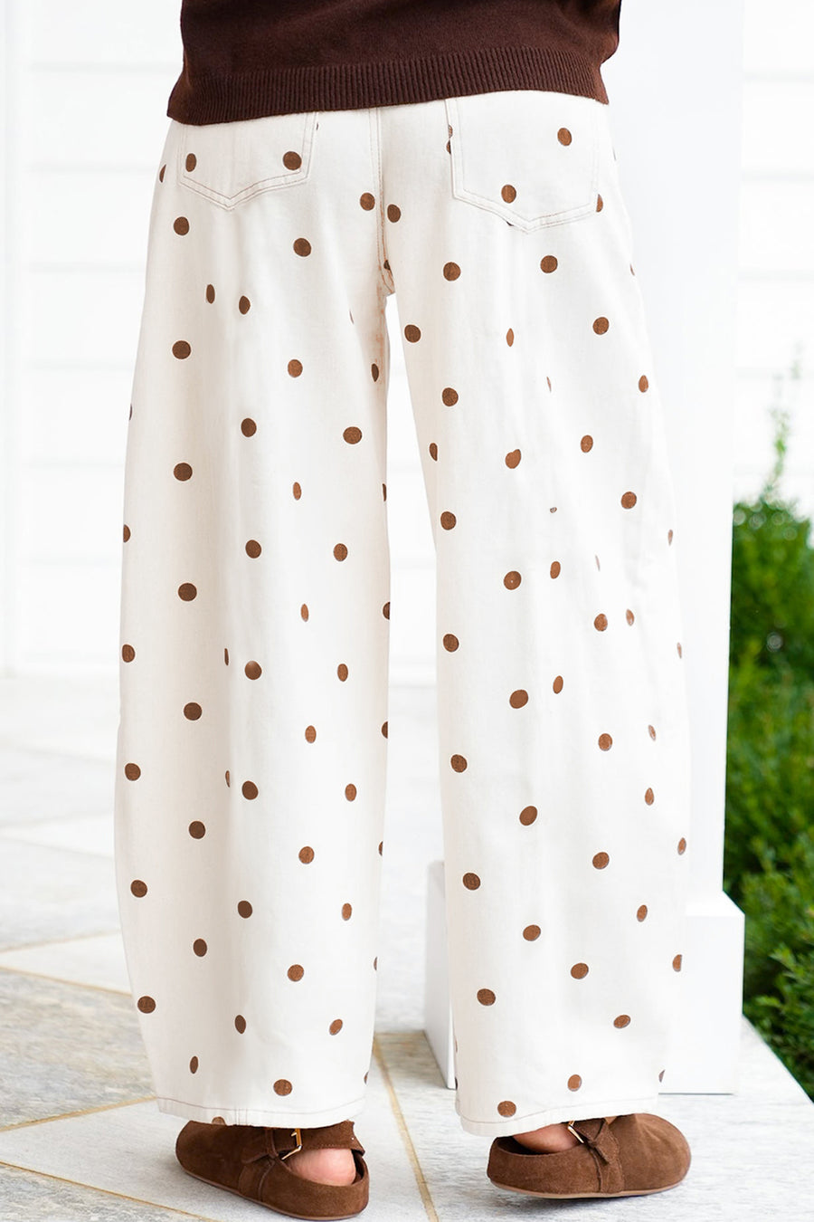 Polka Dot Print Plus Size Barrel Jeans Women UK