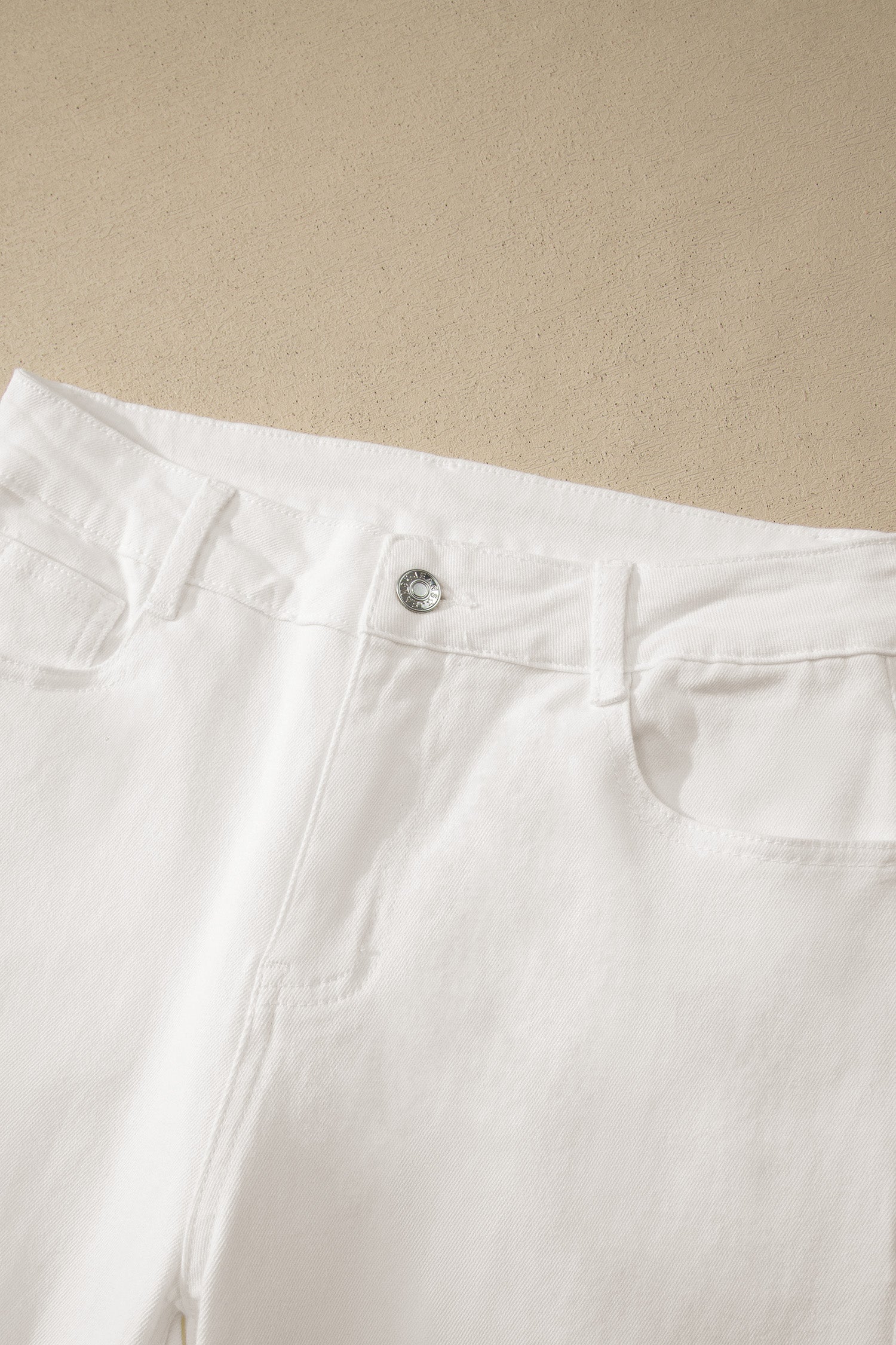 Rolled Cuffs Denim Bermuda Shorts Women UK | White