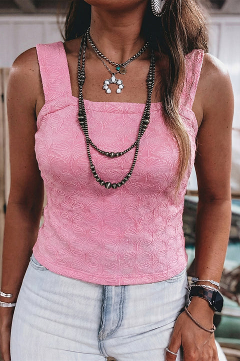 Western Jacquard Square Neck Slim Tank Top Women UK