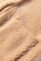 Ladies Beige Fuzzy Fleece Gilet with Big Button Accent