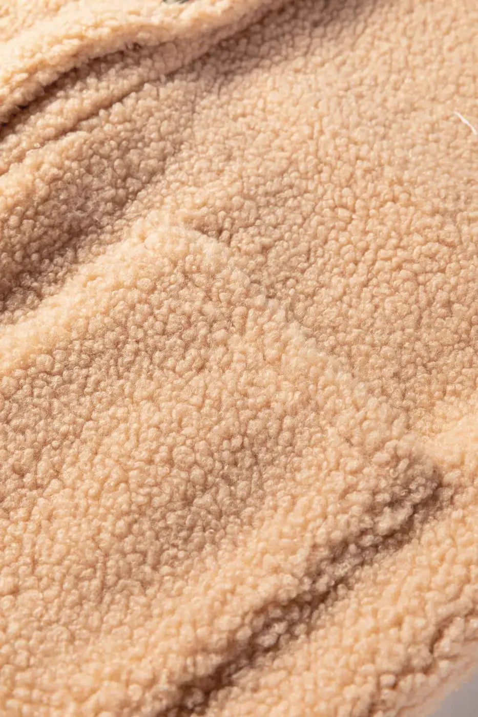 Ladies Beige Fuzzy Fleece Gilet with Big Button Accent