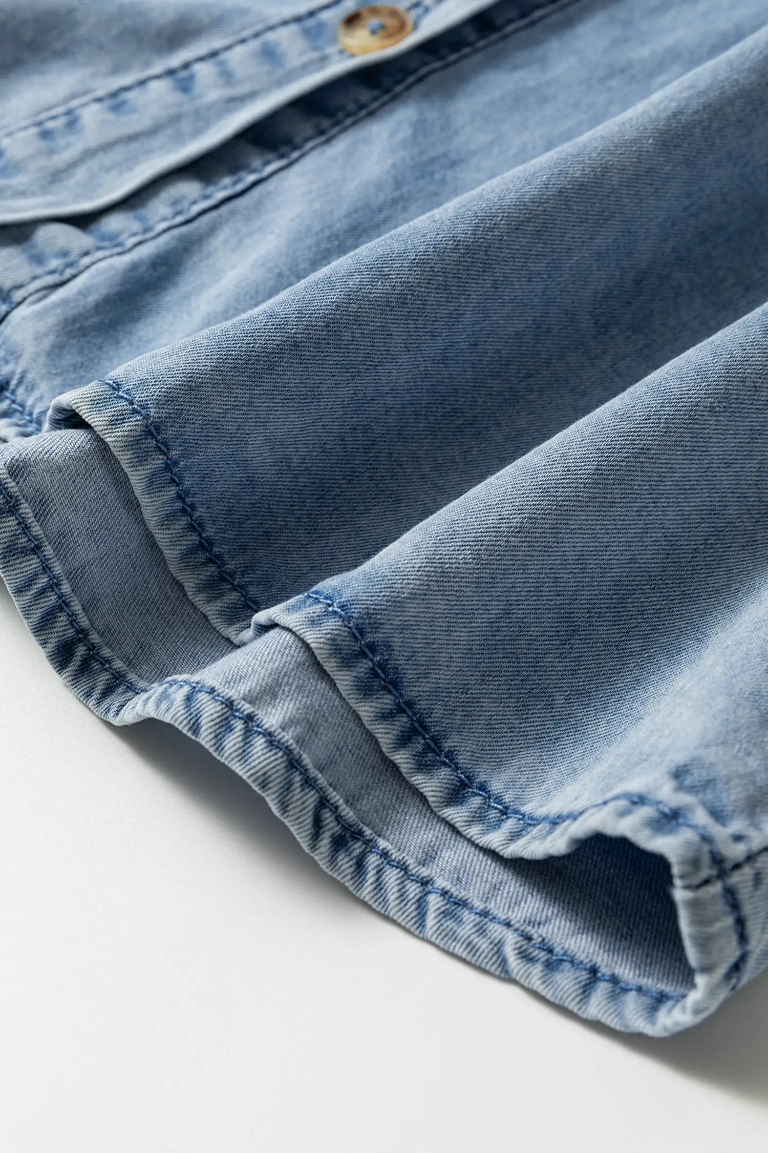 Beau blue ruffled peter pan collar western denim shirt