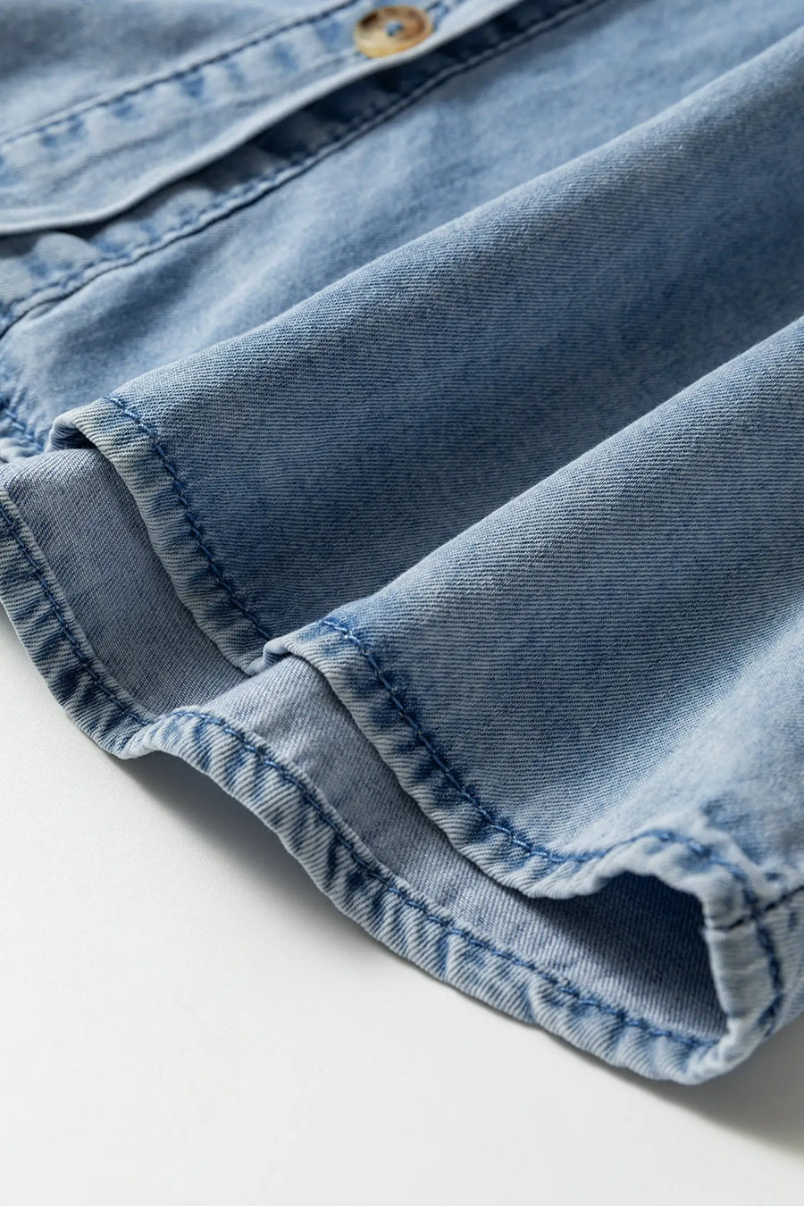 Beau blue ruffled peter pan collar western denim shirt