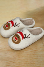 White Christmas Gingerbread Man Plush Home Slippers