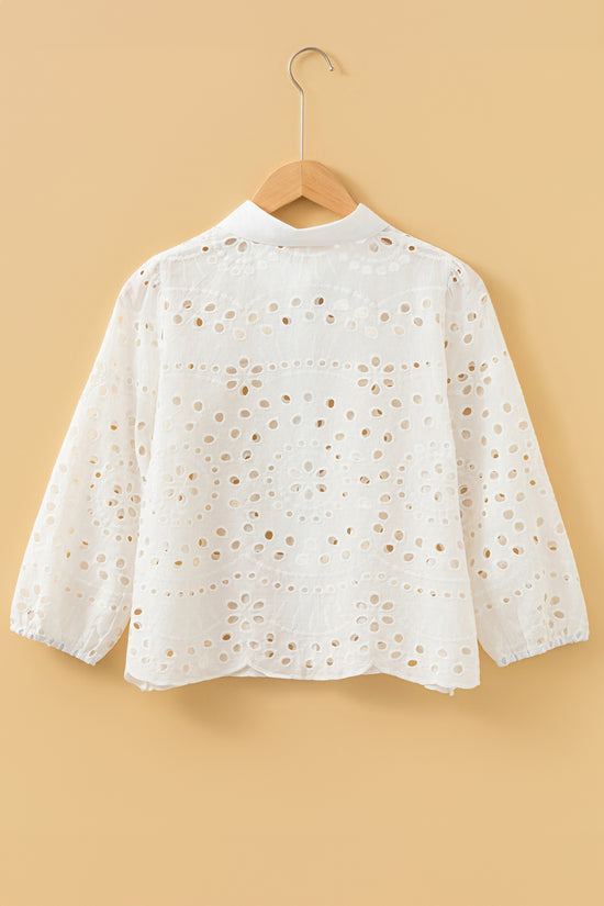 White Cutwork Embroidered Crop Top