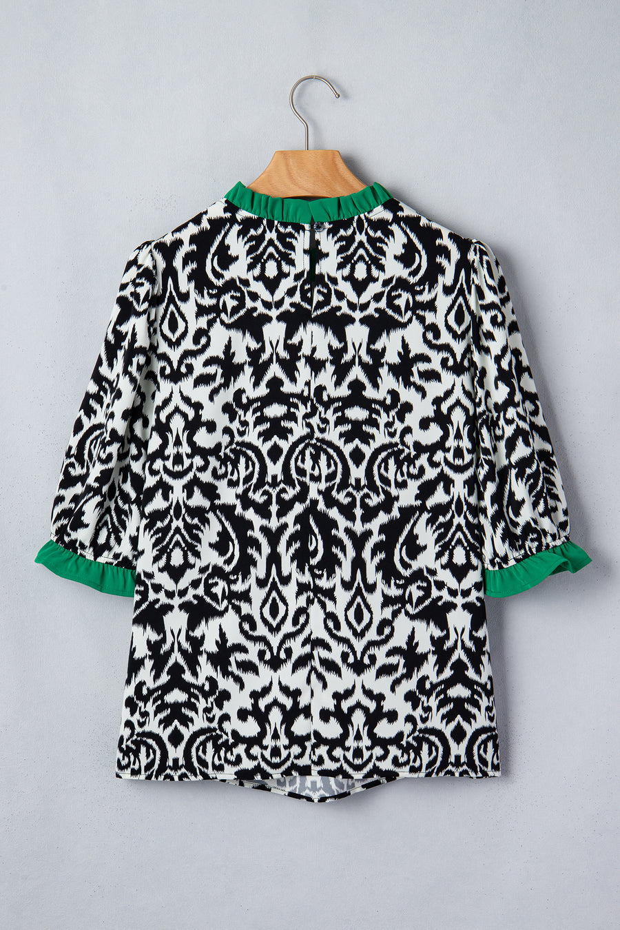 Damask Print Colourblock Puff Sleeve Blouse Women UK — styled flat lay | Fashionfitz UK