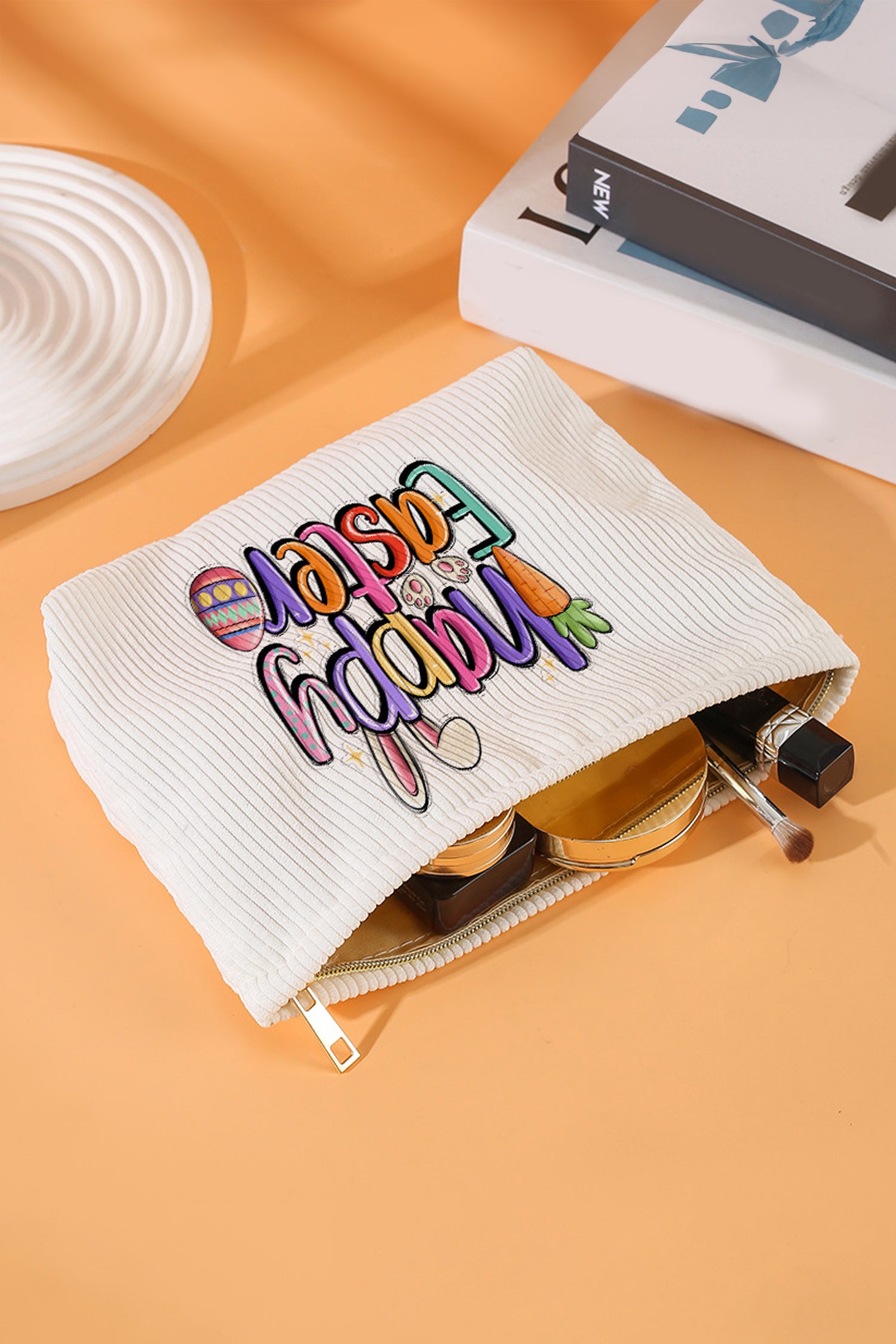 Easter Printed Corduroy Makeup Bag Women UK