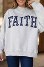Light grey polka dot slogan high neck baggy sweatshirt front view — Fashionfitz UK