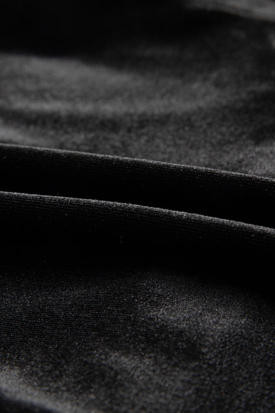 Black Sequin Puff Sleeve Velvet Peplum Shirt