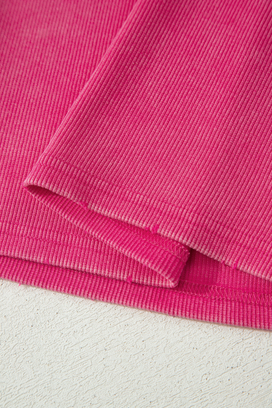 Vintage Distressed Ribbed Mineral Wash Button Neck Tank Top — fabric texture detail | Fashionfitz UK
