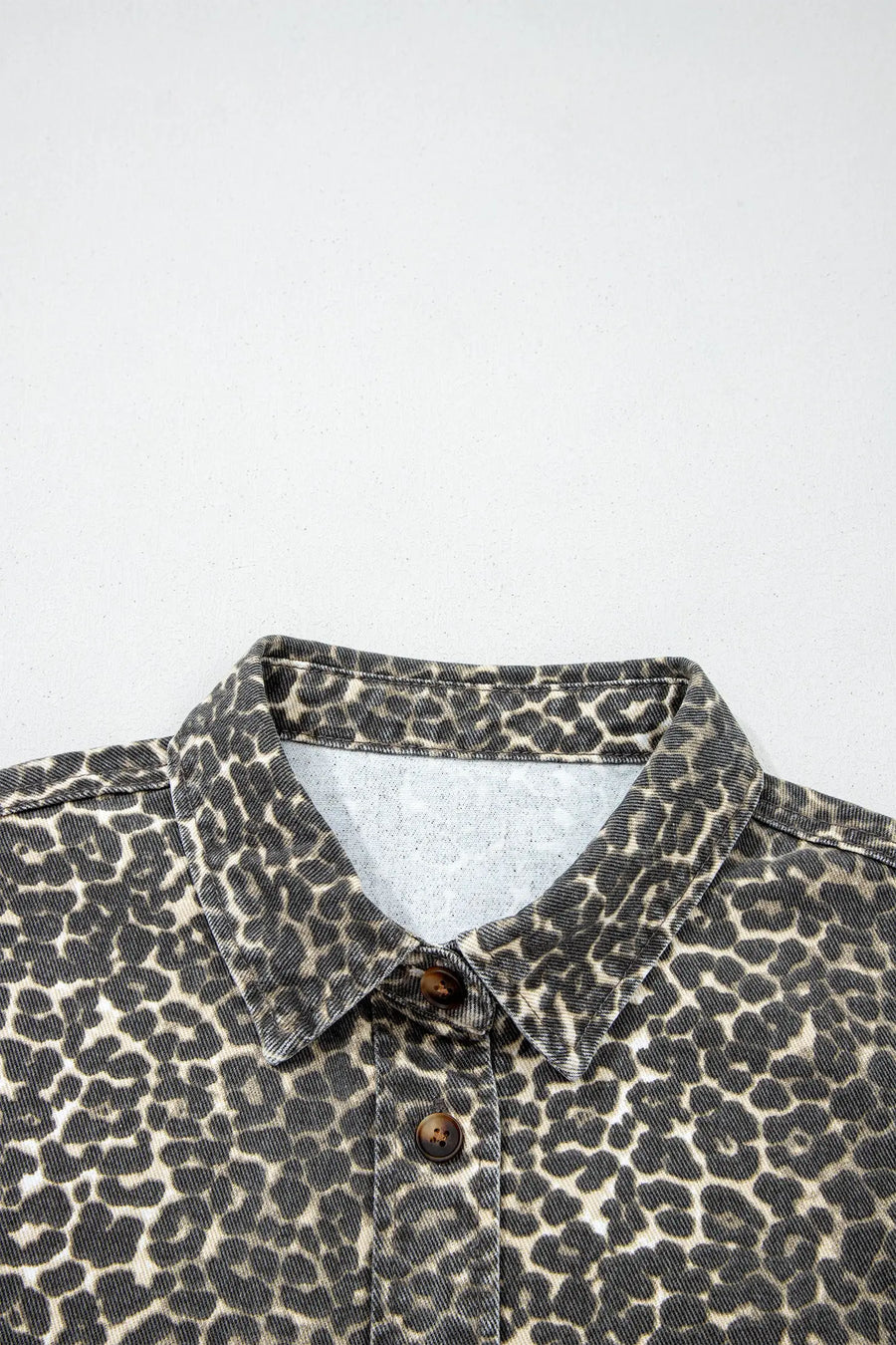 Gray leopard short sleeve denim shirt shirts