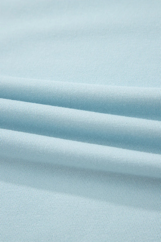 Mist blue contrast trim boxy tank top wide leg pant set pockets outfit sets