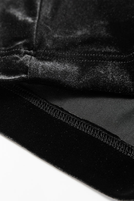Black Velvet Straight‑Leg Drawstring Trousers