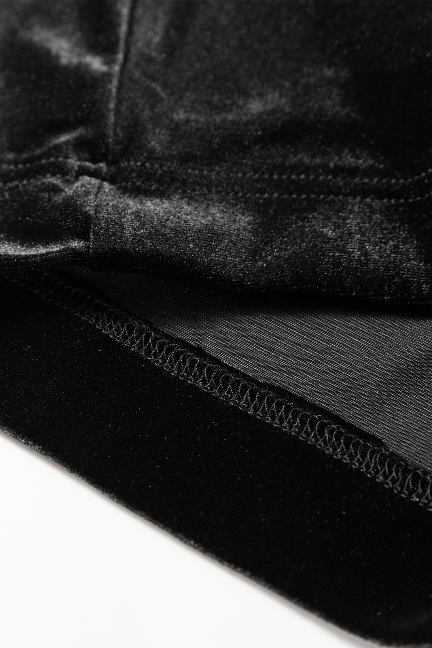 Black Velvet Straight‑Leg Drawstring Trousers