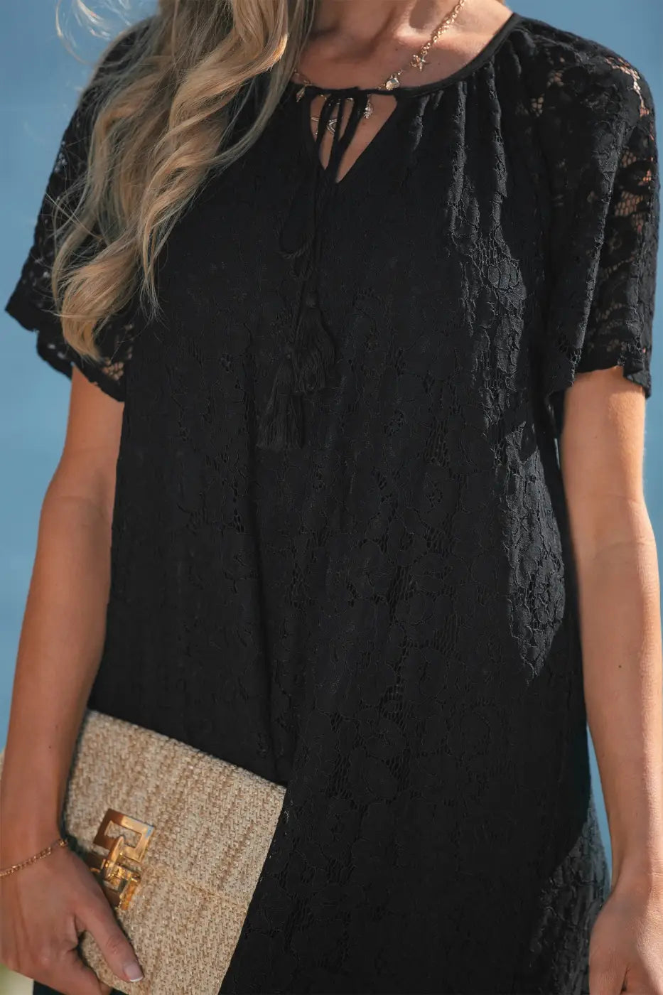 Black lace maxi dress women | overlay sundress