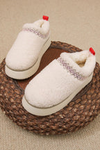 Embroidered Sherpa Plush Winter Slippers