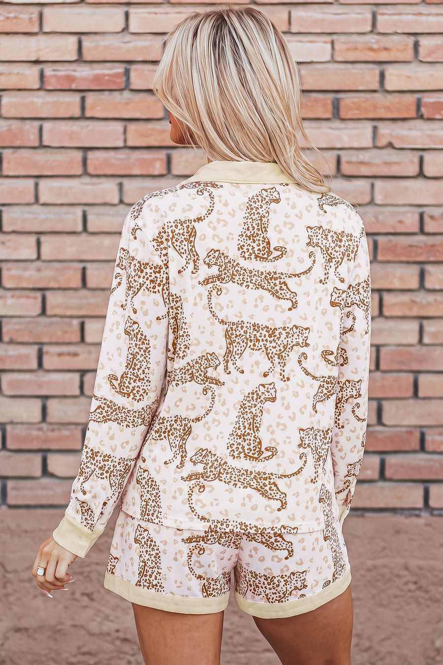 Leopard Print Colorblock Long Sleeve Lounge Set Women UK