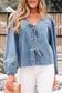 Blue Ties Puff Denim Top