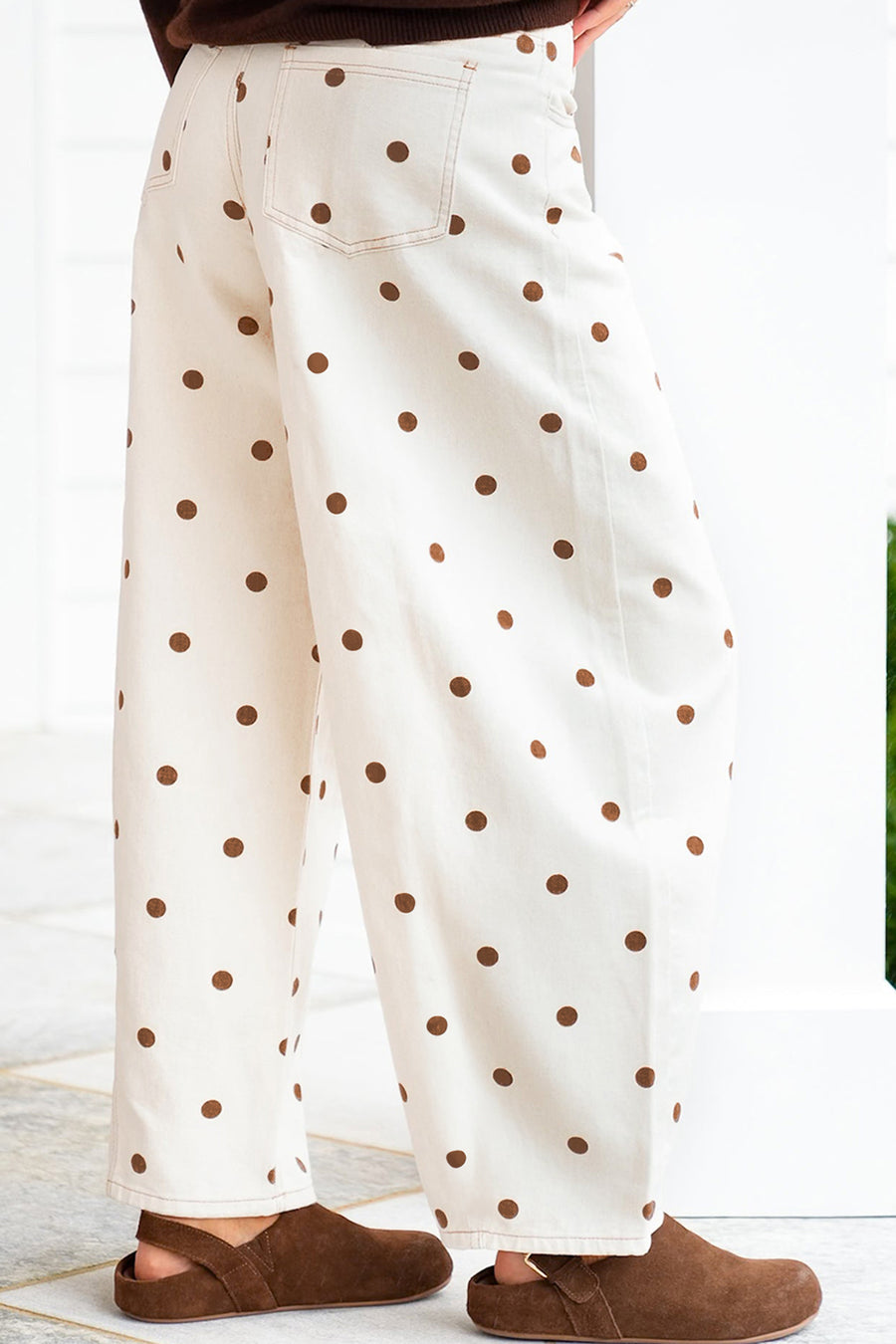 Polka Dot Print Plus Size Barrel Jeans Women UK