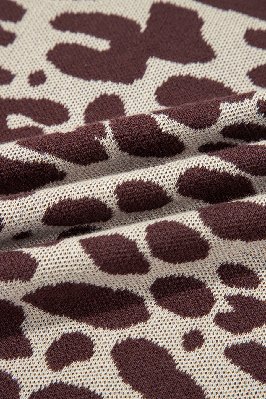 Leopard Print Short Sleeve Knit Sweater