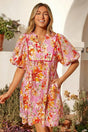 Women’s floral tie neck puff sleeve mini dress | fashionfitz