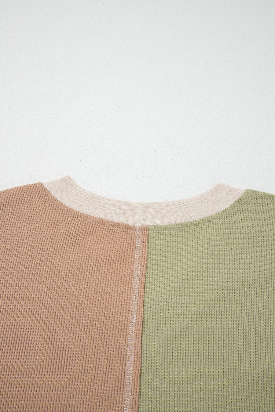 Mixed Texture Colorblock Patchwork V Neck Plus Size Top UK