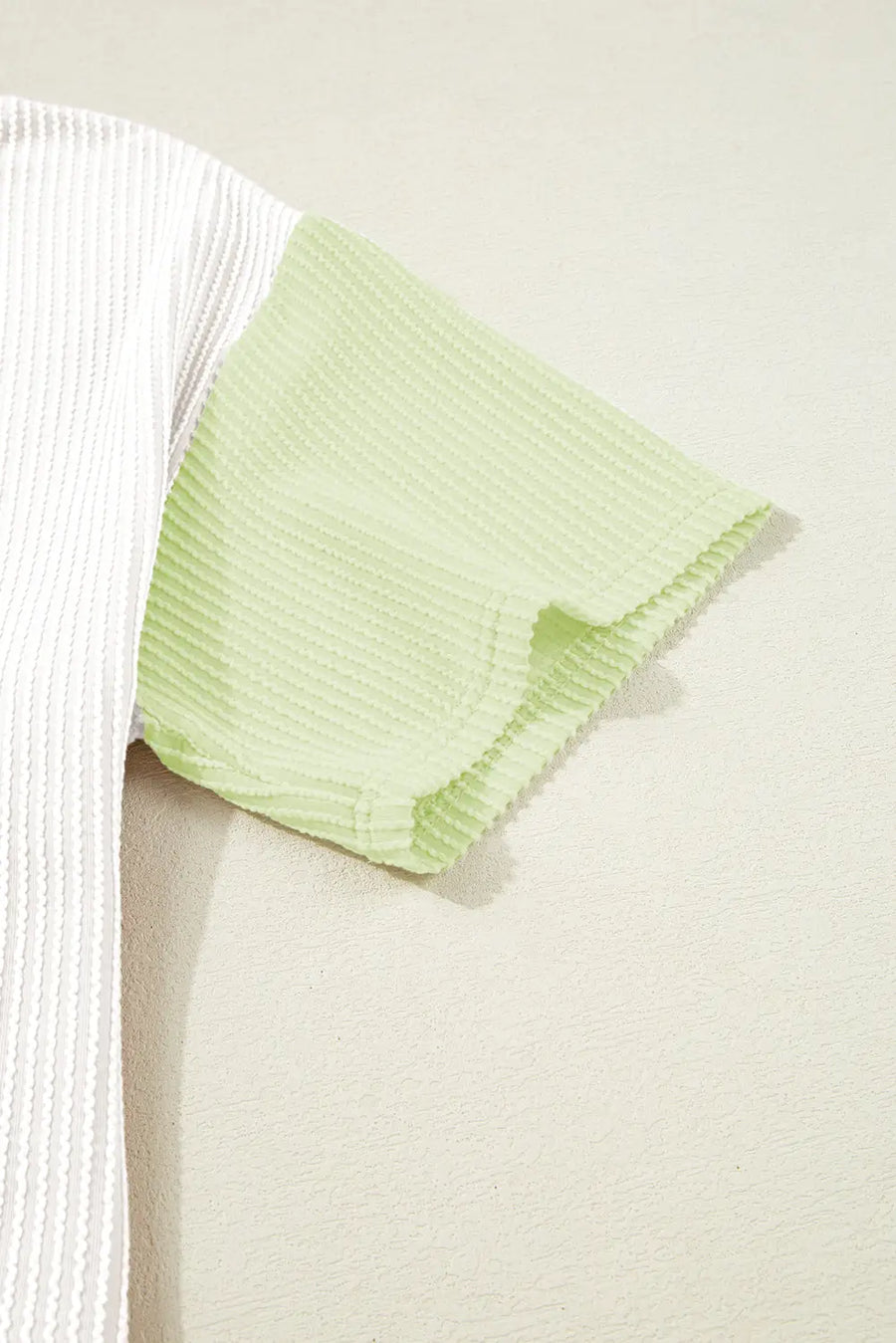 White Corded Colorblock Crewneck Tee — fabric texture detail | Fashionfitz UK
