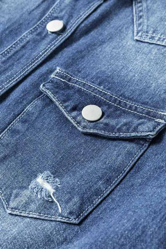 Light wash frayed denim duster - shop now | vintage chic