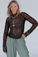 Sheer Floral Lace Slim-Fit Top