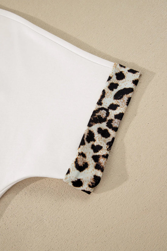 Leopard bow patch short sleeve t-shirt maxi dress thigh slit high waist dresses