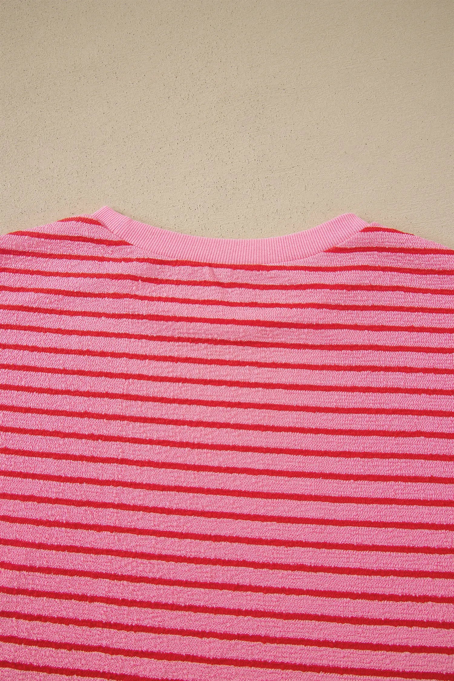 Rose stripe side split knit tee & drawstring shorts co-ord set outfit sets