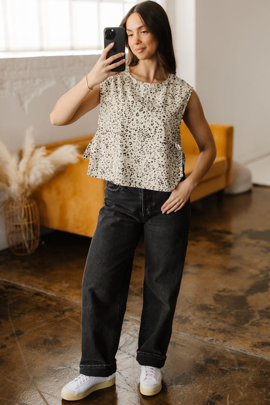 Apricot Leopard Knit Tank Top