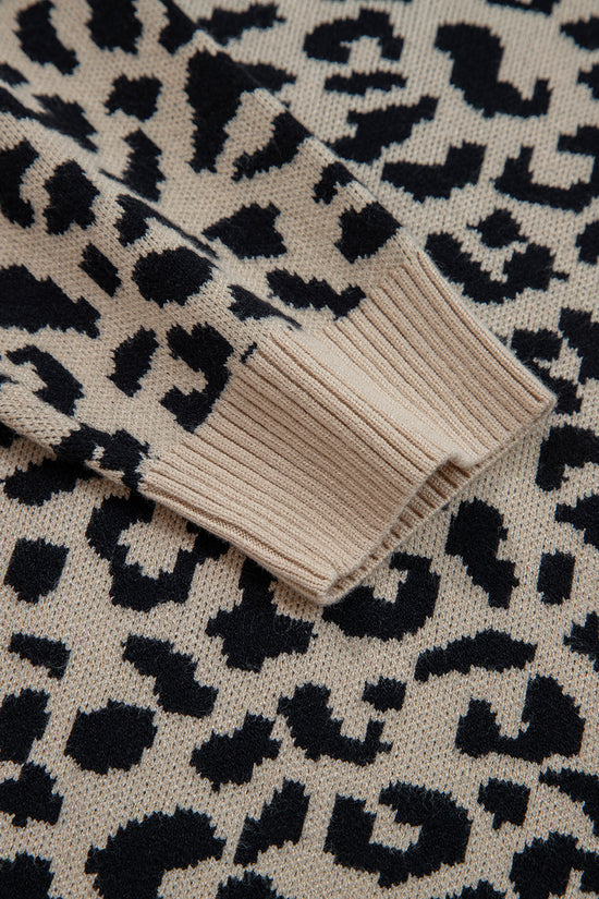Oversized Chunky Knit Leopard Cardigan