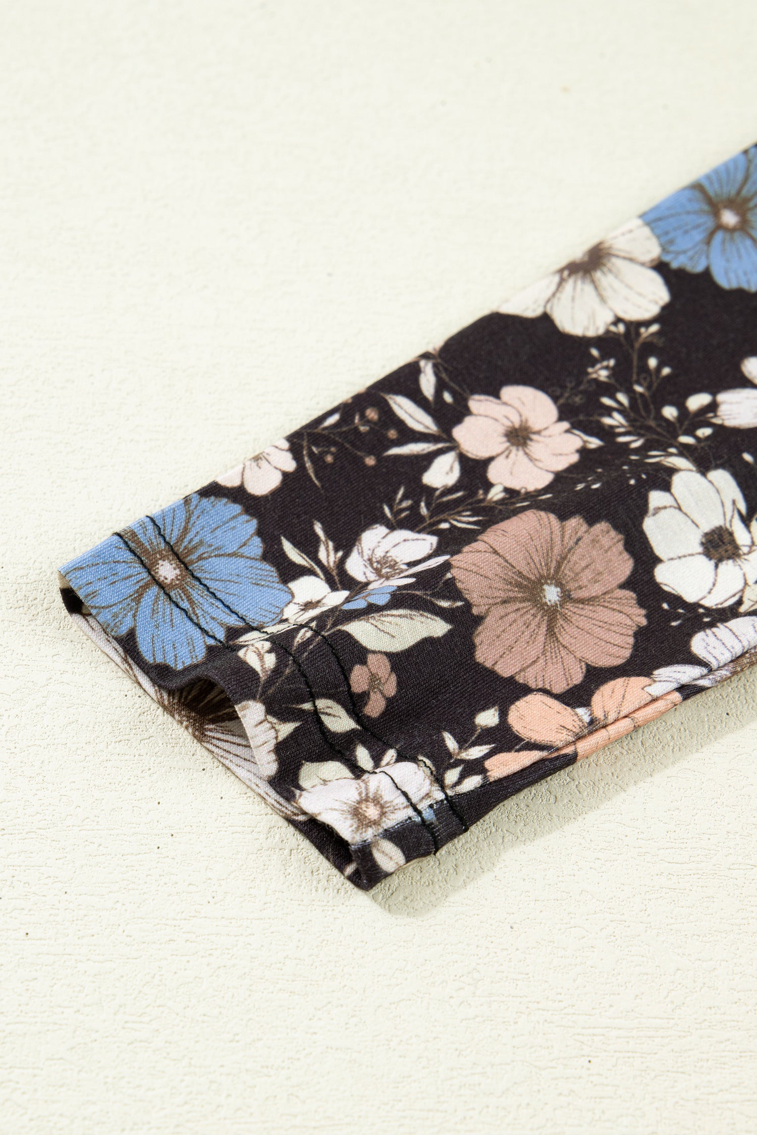 Black Floral Slim Long-Sleeve Top